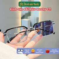 (C11) Kính cận đổi màu từ 0 đến 4 độ MACHY, gọng kính chữ nhật nửa gọng 2024 gọng kính đẹp