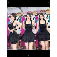 C200 Sét Áo Gân Tăm Phối Tơ Voan Có Dây Kéo Bên Eo Có Mút + Chân Váy Tơ Voan Có Quần Bí Bên Trong-Huyền đồ bộ xinh