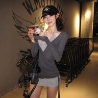 Cả bộ váy quấn hông + áo sơ mi dài tay nhỏ hai bộ