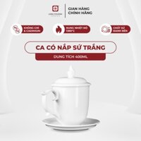Ca Có Nắp Sứ Long Phương - Cốc Sứ Uống Nước Có Nắp Và Quai Cầm Tiện Lợi