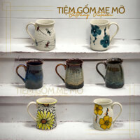 Ca cốc sứ có quai vuốt tay vẽ tay thủ công 400ml gốm sứ Bát Tràng