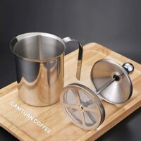 Ca đánh sữa lạnh, tạo bọt sữa cầm tay inox 2 lớp cao cấp (400ml - 800ml)