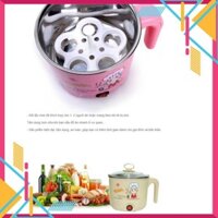 Ca điện nấu mì kiêm nồi lẩu mini siêu tiện lợi + kèm vỉ hấp trứng, nồi lẩu điện mini, nồi nấu thức ăn, nồi điện hấp