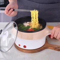 Ca điện nấu mì kiêm nồi lẩu mini siêu tiện lợi + kèm vỉ hấp trứng, nồi lẩu điện mini, nồi nấu thức ăn, hấp thức ăn