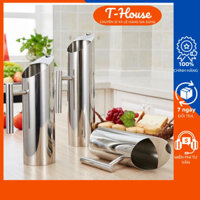 Ca đựng trà đá inox hình ống trúc inox cao cấp - Bình Inox Rót trà đá hình trụ miệng xéo 1L