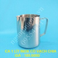 Ca inox có vạch chia 1 lít , ca đánh sữa inox 1000ml