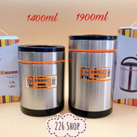 Cà mên inox 2 lớp cao cấp giữ nhiệt [từ 3h-6h] .Hai size 1400ml và 1900ml.Hàng siêu thị dày nặng cao cấp