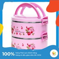 Cà Men Inox Bọc Nhựa - Hộp đựng thức ăn nhựa 2 Ngăn PB601/2S Thái Lan