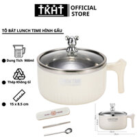 Ca Mì Inox Có Tay Cầm Tô Bát Ăn MÌ LUNCH TIME Bằng Thép Không Gỉ Có Nắp Đậy Hình Gấu Dễ Thương SP41233503