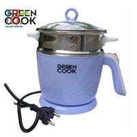 Ca nấu đa năng 1.2L Greencook GCEK-12D01 có khay hấp inox 304 hàng chất lượng đẹp bền chính hãng