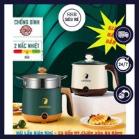 Ca Nấu Mì 1.8l Shanban Đa Năng Có Lồng Hấp Inox Bếp Lẩu Điện Nồi Tráng Men Hấp, Chiên, Xào, Lẩu, Cháo, Soup (MS112135)