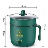 Ca Nấu Mì 2 tầng, Nồi Lẩu Mini,Nồi Đa Năng Nấu Cơm Có Tay Cầm Kèm Giá Hấp - 2 Nấc Nhiệt Mẫu Mới 2021