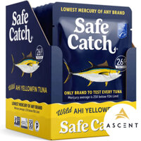 Cá ngừ vây vàng thủy ngân thấp Wild Ahi Yellowfin Tuna "Safe Catch" : Hộp 12 gói