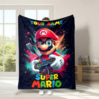 Cá nhân hóa Tên tùy chỉnh Chăn in hình Super Mario, Đa năng mùa cho giấc ngủ, cắm trại, du lịch, ô tô, ghế sofa có thể giặt được
