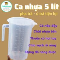 Ca nhựa chia vạch 5 lít có nắp đậy - ủ trà, pha trà, pha nước đường, đánh kem thoải mái luôn