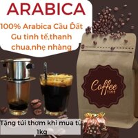 Cà phê Arabica Cầu Đất nguyên chất 100% - Gu tinh tế thanh chua, nhẹ nhàng hợp pha Cold Brew túi 500g