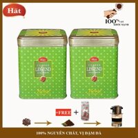 Cà phê HAT mộc rang xay nguyên chất, gồm ARABICA,CULI,ROBUSTA, Com bo 2 hộp thiếc House+tặng gói trà 100g