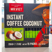 Cà phê hoà tan Dừa Mr Viet Coffee 255g - Instant Coffee Coconut (15 gói/ hộp *17g)