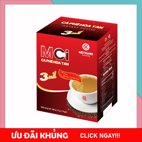 Cà phê hòa tan MCi 3 trong 1 Mê Trang hộp 288g (18 gói)
