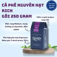 Cà Phê Nguyên Hạt LÀ VIỆT Rich 100% Arabica 250gr Vị sô-cô-la Đen Đậm.