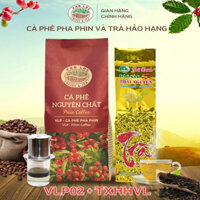 CÀ PHÊ PHA PHIN VLP02 450G & TRÀ XANH THÁI NGUYÊN HẢO HẠNG 500G – Hương vị nguyên bản, đậm đà | Vạn Lộc Coffee & Tea