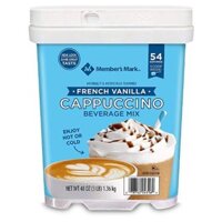 Cà phê sữa hòa tan MEMBER'S MARK FRENCH VANILLA CAPPUCCINO BEVERAGE MIX MỸ hộp 1.36kg date 07/23