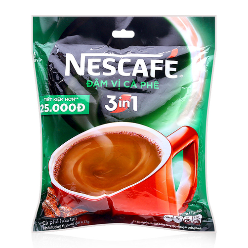Cà phê sữa NesCafe Đậm vị 3 trong 1 túi 782g (46 gói)