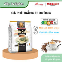 Cà phê trắng ít đường pha sẵn Aik Cheong túi 15 gói x 40g Malaysia