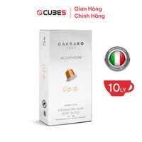 Cà Phê Viên Nén Carraro RISTRETTO Aluminum Mới - 10 viên - Tương thích với máy capsule Nespresso - 01 Hộp