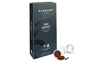 Cà phê viên nén Nespresso compatible Carraro Cafe Carraro Puro Arabica nhập khẩu Ý – hộp 10 viên