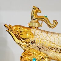 Cá Rồng Trang Trí Để Bàn Sứ Mạ Vàng Ngậm Tiền Kim Long Đắc Tài Lộc - CR05