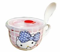 CA SỨ KÈM MUỖNG ĐỰNG CHÁO (Trắng, Sứ, Việt Nam)