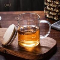 CA THỦY TINH CÓ VẠCH CHIA ĐỊNH LƯỢNG KÈM NẮP GỖ TRE CAO CẤP  CA ĐONG THỦY TINH ĐỊNH LƯỢNG KÈM NẮP GỖ TRE DECOR - 250ml - Có Nắp