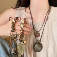 Cá tính dân tộc gió gỗ mặt dây chuyền cổ áo Bohemian gấp dài váy dài phụ kiện quà tặng