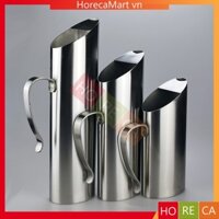 Ca trà đá inox 1L / 1.5L / 2L hình trụ, có ngăn chặn đá khi rót, tay cầm uốn cong (mẫu D21)