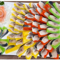 cá trích ép trứng Nhật giòn ngon(kèm SỐT TƯƠNG NHẬT+ GỪNG HỒNG)  sẵn 3 vị vàng-xanh-đỏ ❤️ Tmart- thực phẩm sạch