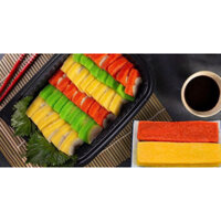 Cá Trích Ép Trứng sashimi kèm rồng biển, gừng Hồng, wasabi , nước tương Nhật
