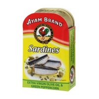 Cá Trích Ngâm Tiêu Xanh & Dầu Oliu, Sardines in Extra Virgin Olive Oil & Green Peppercorn (120g) - AYAM BRAND