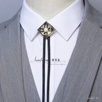 Cà vạt bolo hoa văn Pha Lê Kim loại đơn giản khí chất bolo tie Vòng cổ nam Áo sơ mi thắt nơ dây buộc cổ phụ kiện