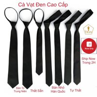 Cà Vạt, Caravat, Ca vat Đen Nam Bản Nhỏ, Bản To Cao Cấp - Cà Vạt Đen Bóng 5cm