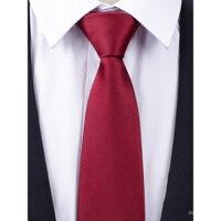 Cà vạt cưới nam 8CM phong cách Hàn Quốc, cà vạt kinh doanh cho chú rể, có khóa kéo, không cần buộc, cà vạt màu đỏ rượu vang bóng