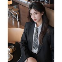 Cà vạt đen cho phụ nữ phong cách retro JK Nhật Bản, lưới đại học không cần cà vạt, cà vạt DK cho nam, phụ kiện áo sơ mi lười, kiểu ngắn