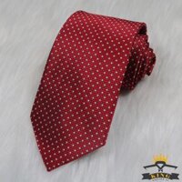 Cà Vạt Đỏ KING Chấm Bi, Công Sở  C052  - Đỏ đô - Bản nhỏ 6cm