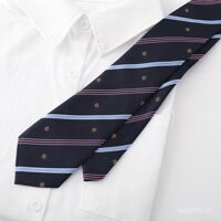 Cà vạt đồng phục JK Collar Flower DK màu xanh navy cho nam, không cần buộc, bộ phụ kiện trang trí áo sơ mi cho nữ