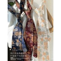 Cà vạt họa tiết cho phụ nữ, phong cách retro, áo sơ mi cao cấp, phụ kiện đồng phục, phong cách văn học Anh cho nam, xu hướng thêu hoa trẻ trung