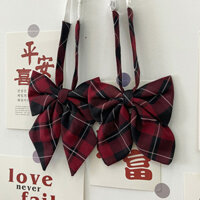 Cà vạt JK phong cách học viện Tokyo Shikiji, cà vạt kẻ sọc đỏ lông vũ, cà vạt boxer đỏ JK, tay cầm dài, cây phượng nhỏ