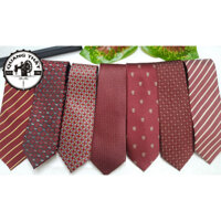 Cà Vạt Màu Đỏ có sọc, hoa văn , Bản Trung 7cm - Quang Thất