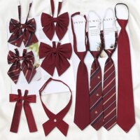 Cà vạt màu đỏ tía phong cách đại học, phụ kiện áo sơ mi nữ JK không cần buộc, ảnh tốt nghiệp, cà vạt đồng phục cử nhân, nơ bướm