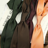 Cà vạt màu trơn cho nam, cà vạt họa tiết tối màu, cà vạt buộc tay 8CM cho bộ vest công sở, cà vạt màu đỏ rượu vang