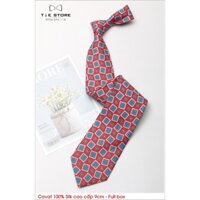 Cà Vạt Nam Bản lớn 9cm - Cavat 100% silk Cao Cấp màu đỏ ô vuông - tặng kèm hộp